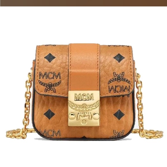 MCM Handbags - MCM Brown Mini Bag with Gold Chain